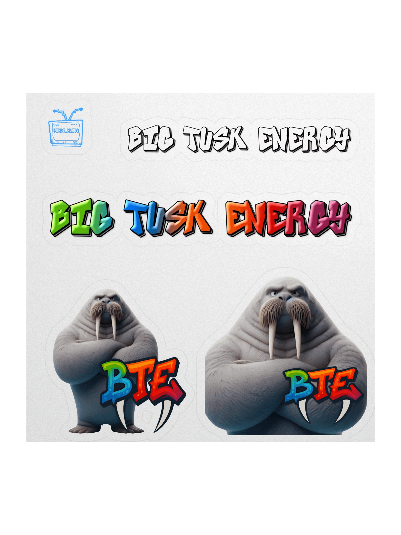 Big Tusk Energy Kiss Cut Stickers product image (1)