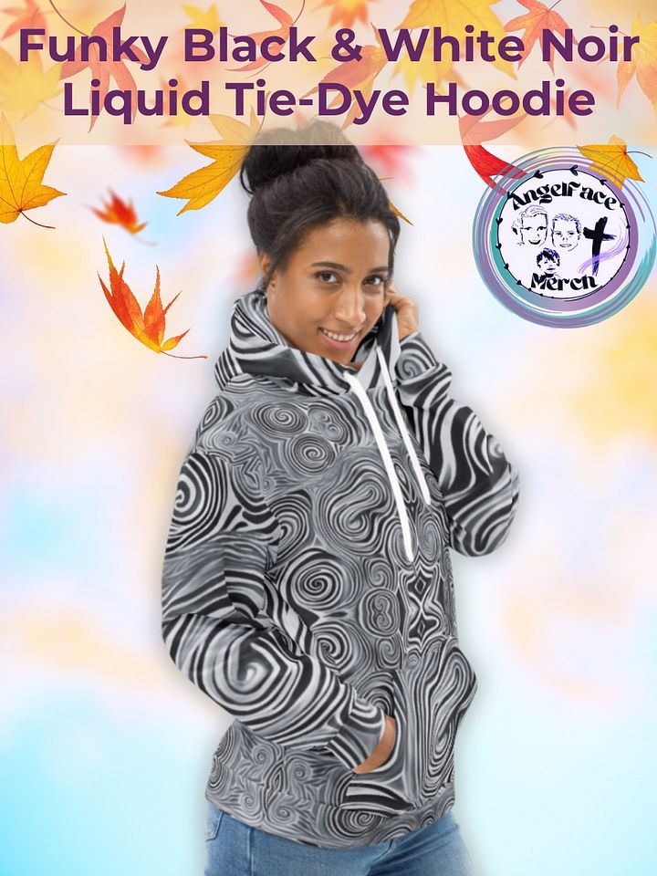 Funky Black & White Noir Liquid Tie-Dye Hoodie product image (1)