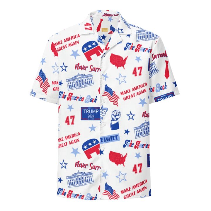 Trump 2024 Election-Themed White Pattern Hawaiian Shirt - Patriot Trump Supporter Make America Great Again product image (1)