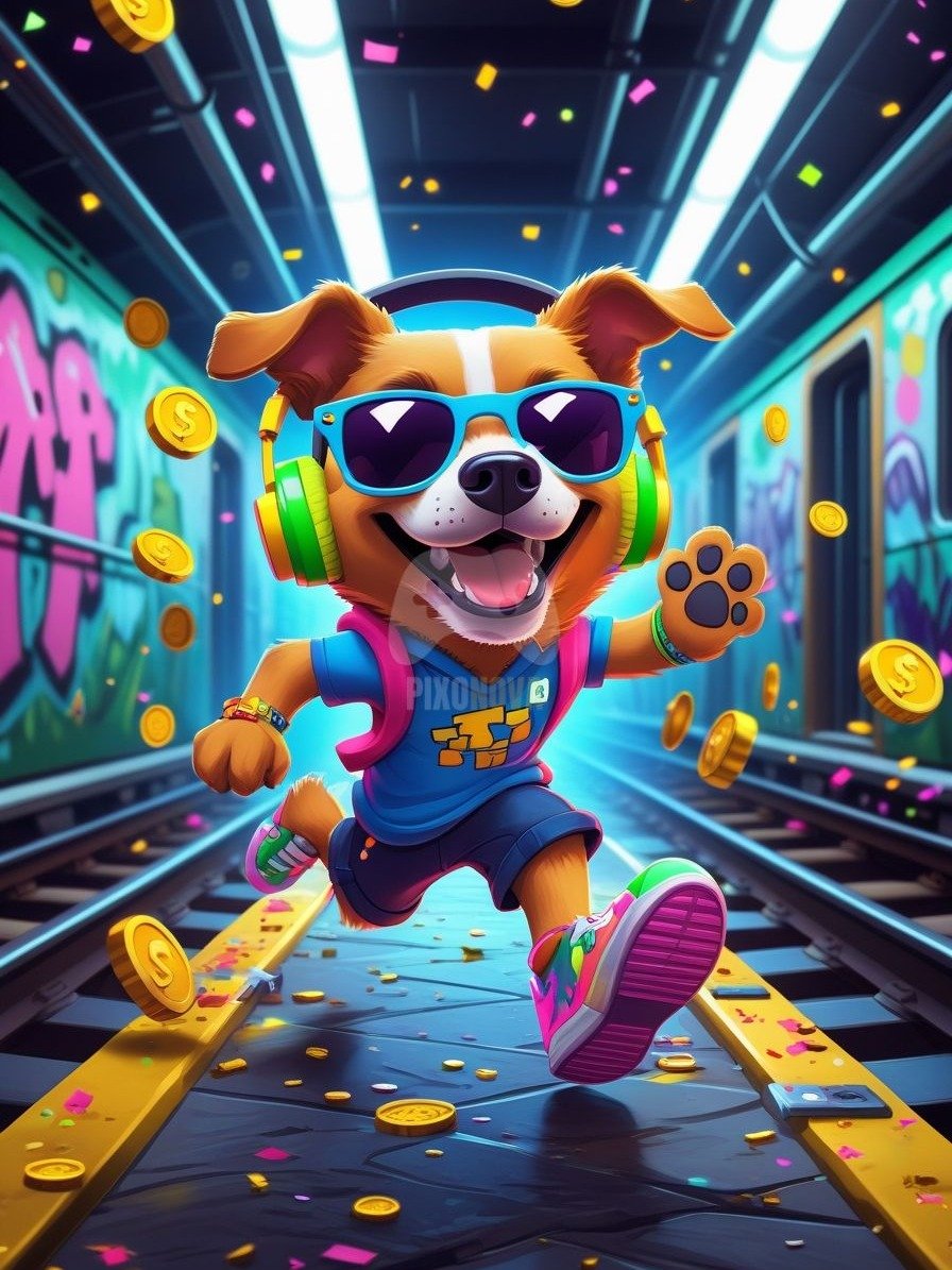 Pixel Party Parade – Track 2: Subway Shuffle (Dog Mascot Edition) | 896x1344 px | 4 Variations | PNG + PDF product image (3)