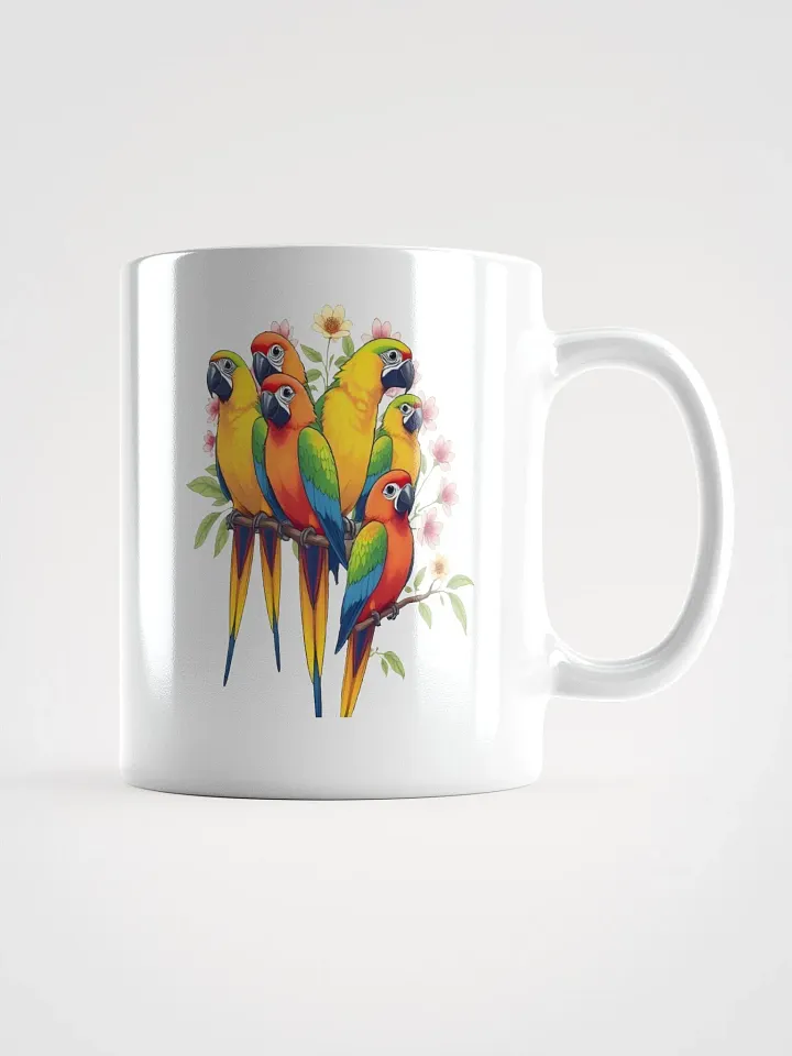 Tropical Bird Coffee Mug | Colorful Parrot Paradise White Glossy Mug product image (1)