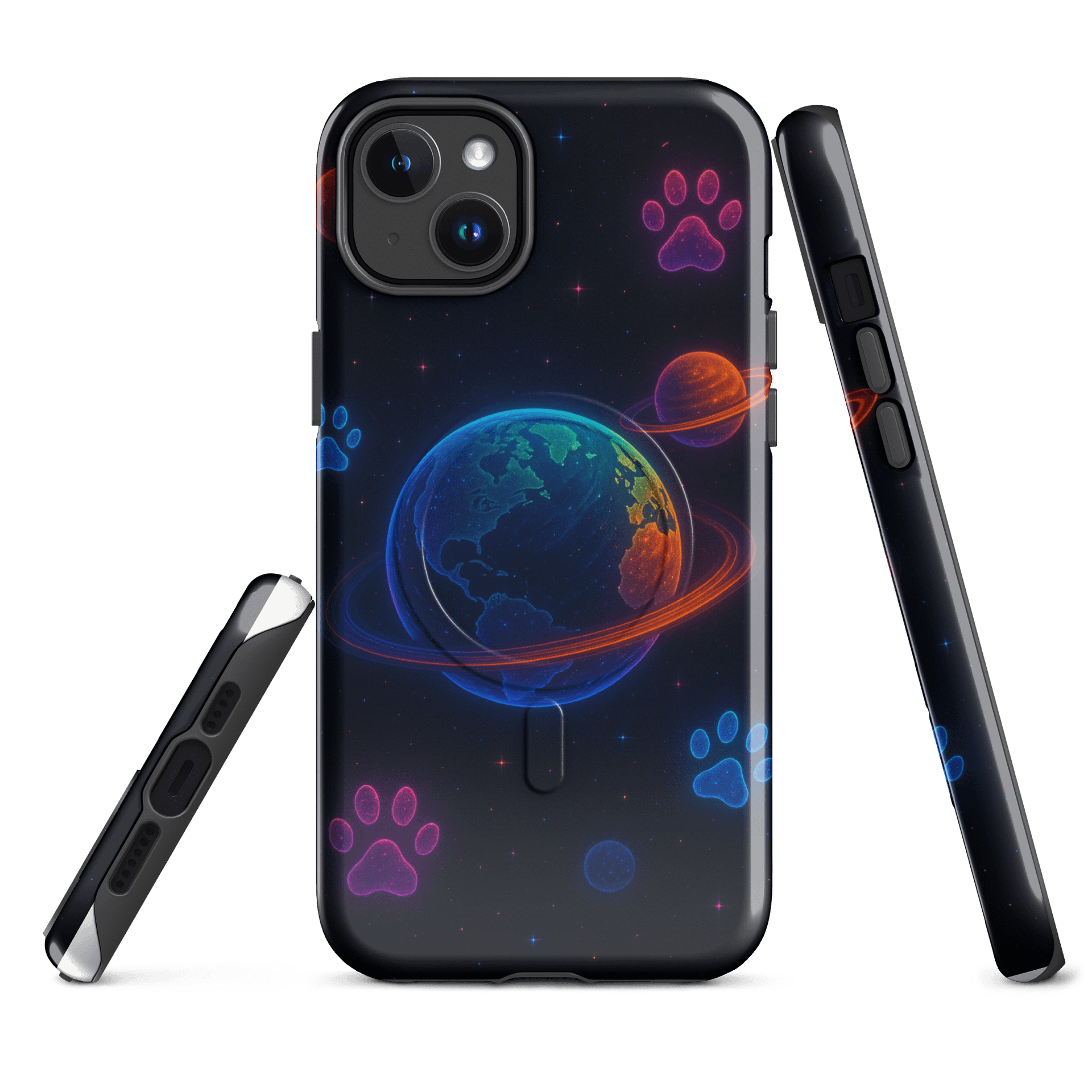 Cosmic Paws – Neon Planet Edition (iPhone Case) product image (1)