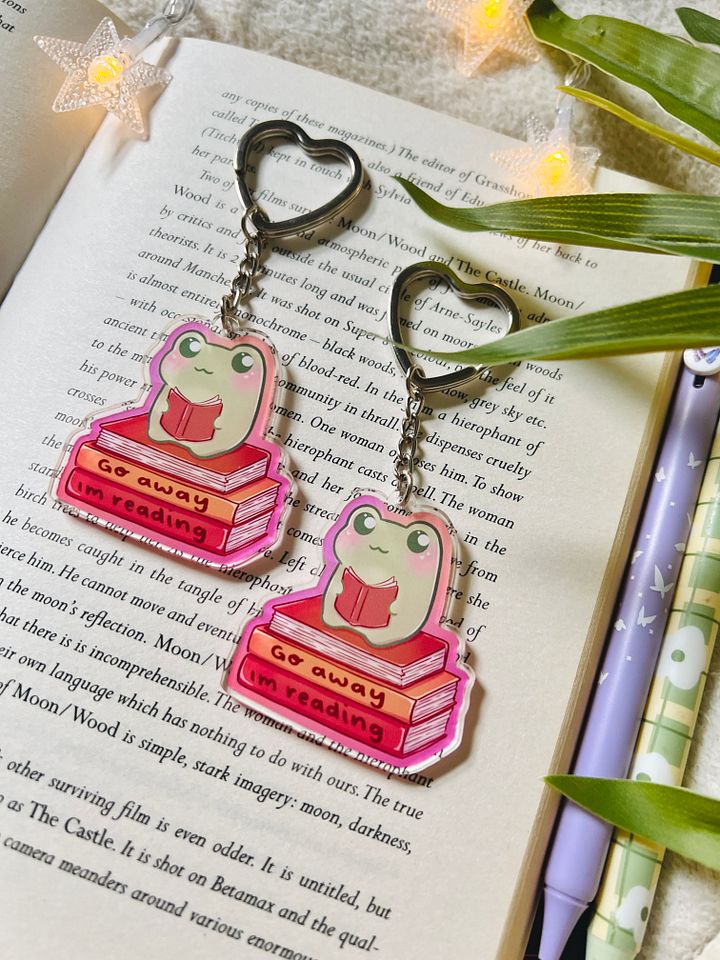 Go Away I'm Reading Frog Acrylic Keyring product image (2)