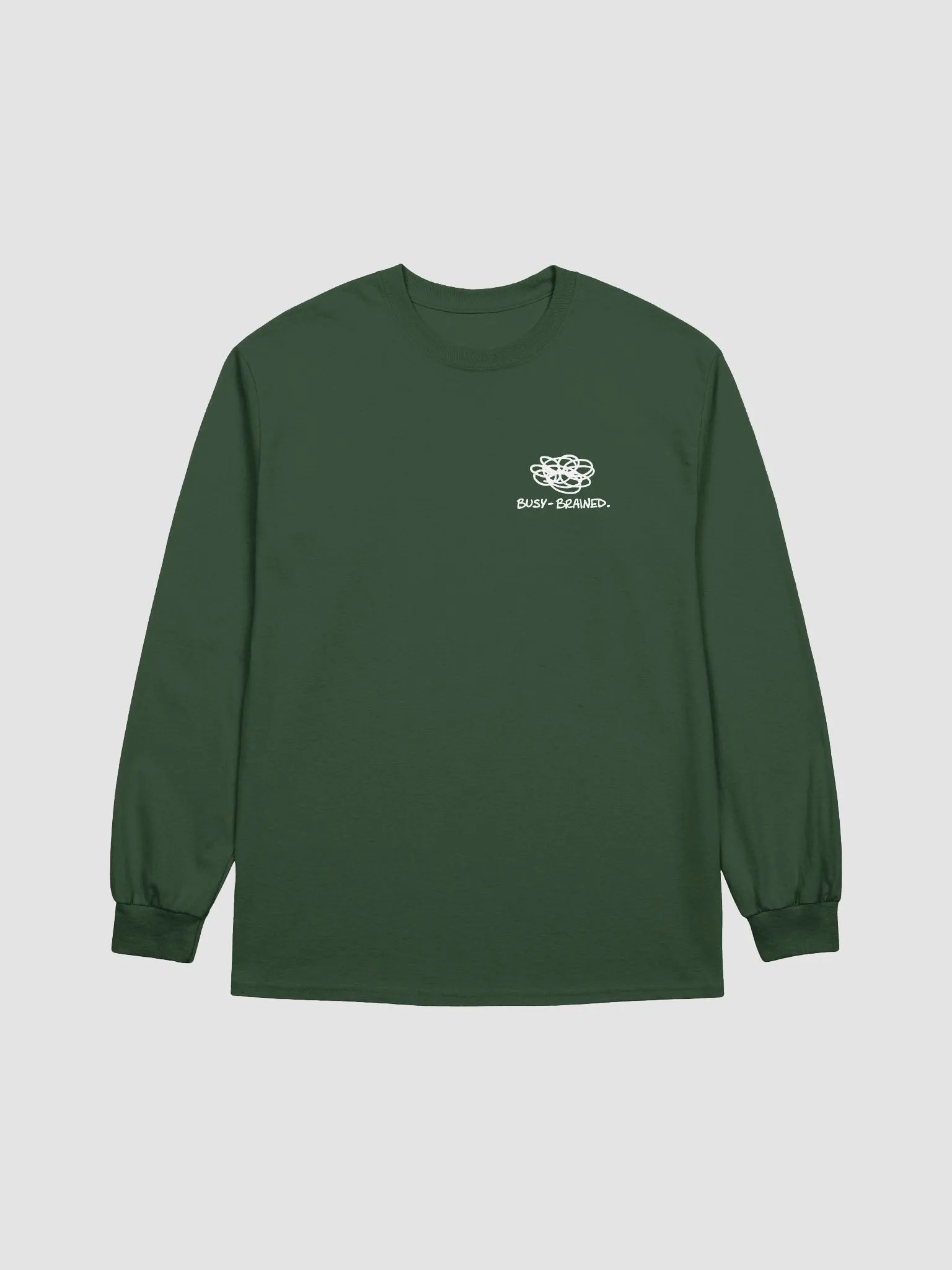 BUSY-BRAINED (sm. white design) printed cotton long sleeve product image (2)