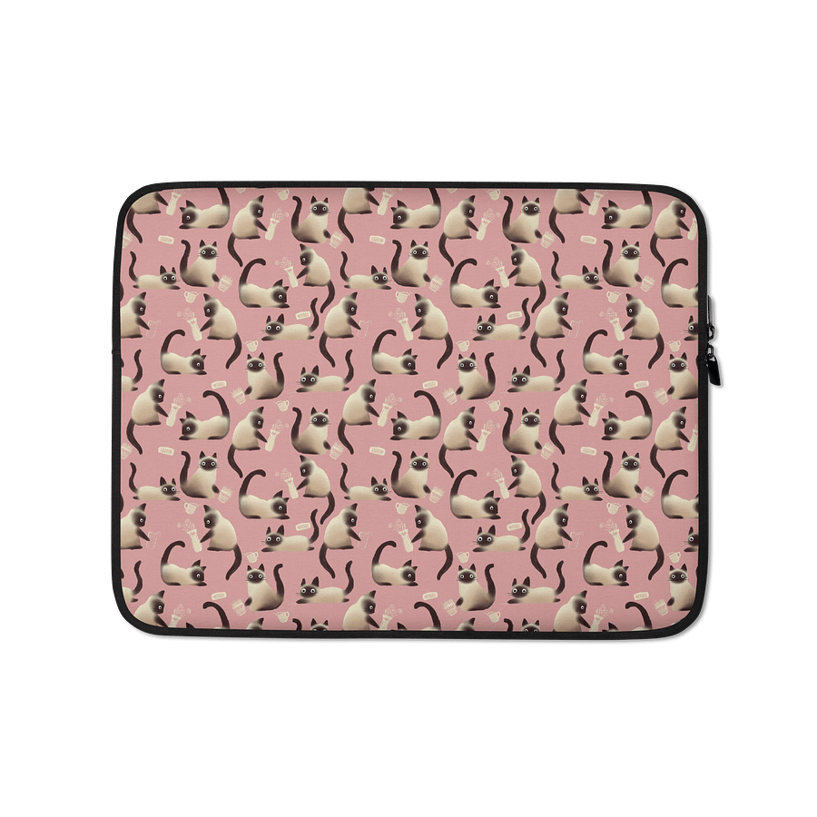 Bad Siamese Cats Knocking Stuff Over Laptop Sleeve, Pink product image (1)