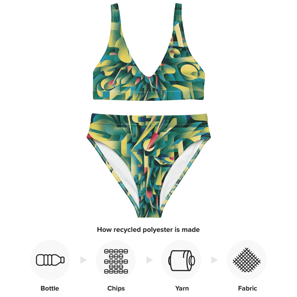 Abstract Lithographic Pattern Design High Waisted Bikini - V8 product image (3)