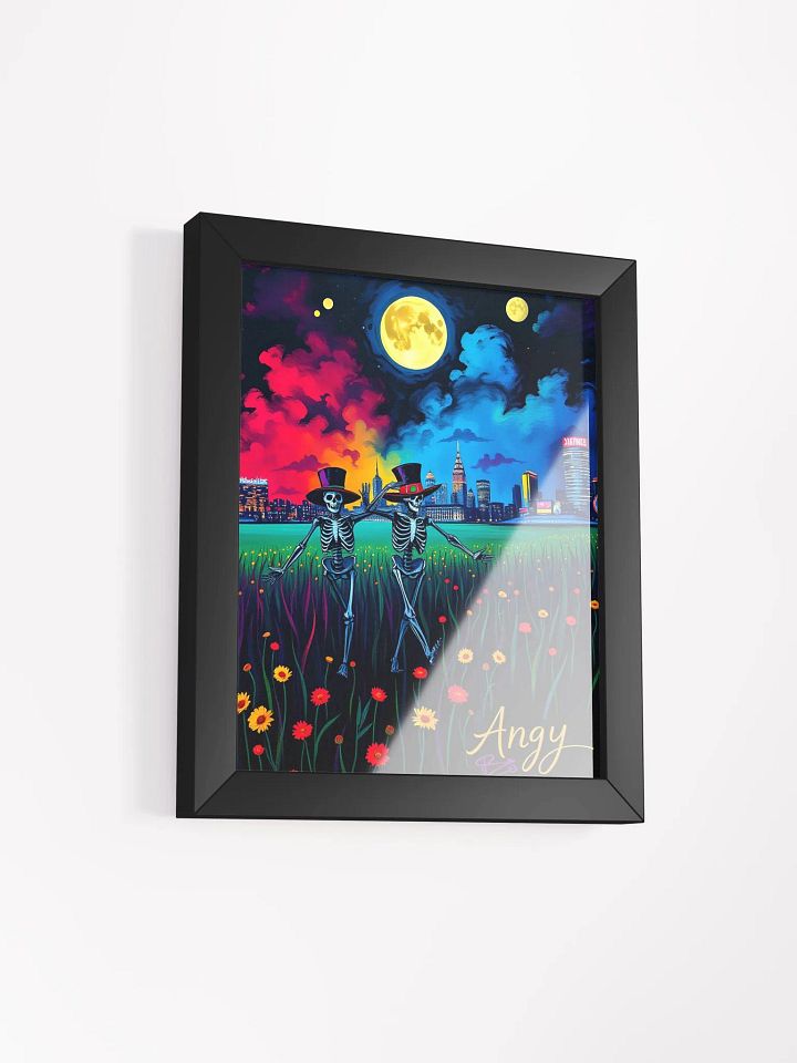 Iconic GD Skeletons dancing in the moonlight, vibrant Ayous Wood Framed Matte Poster product image (8)