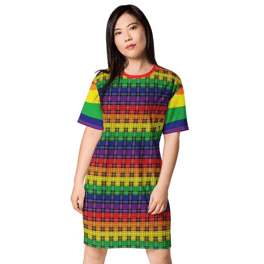 Rainbow Pride Plaid T-shirt Dress product image (1)