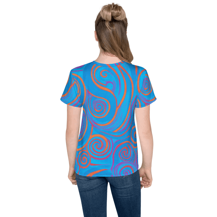 Funky Blue Dreams Liquid Tie-Dye Youth Crew Neck Tee product image (2)