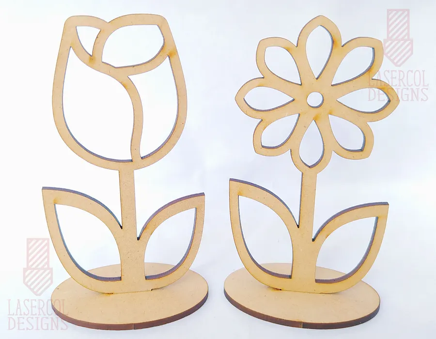 Flowers - Set 4 - (Two Sizes, Five Styles) - Laser Cut Files product image (9)