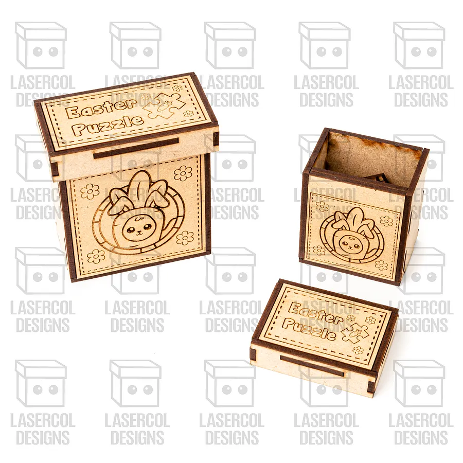 Easter Bunny Puzzle With Box Set 3 (2 Sizes) - Laser Cut Files product image (8)