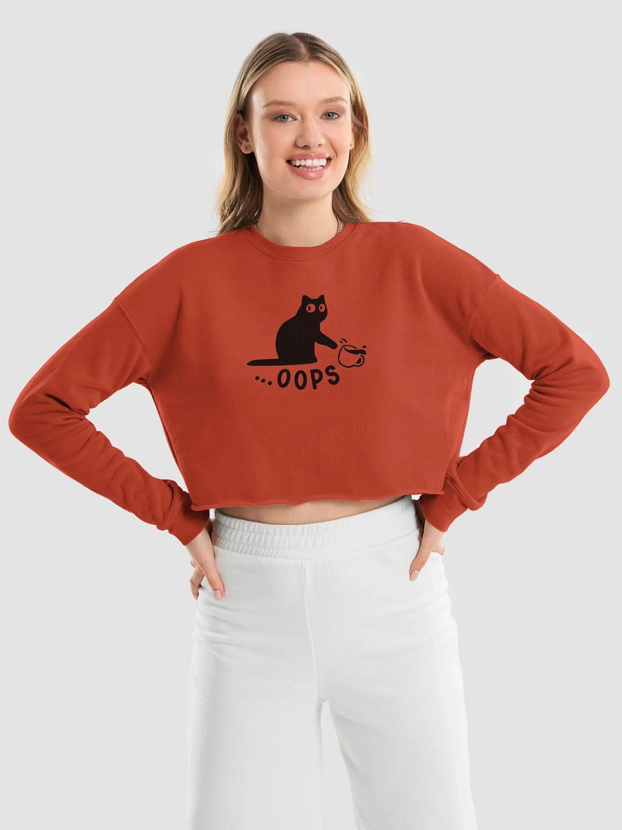 Oops! Cat Silhouette Knockover Crop Sweatshirt product image (27)