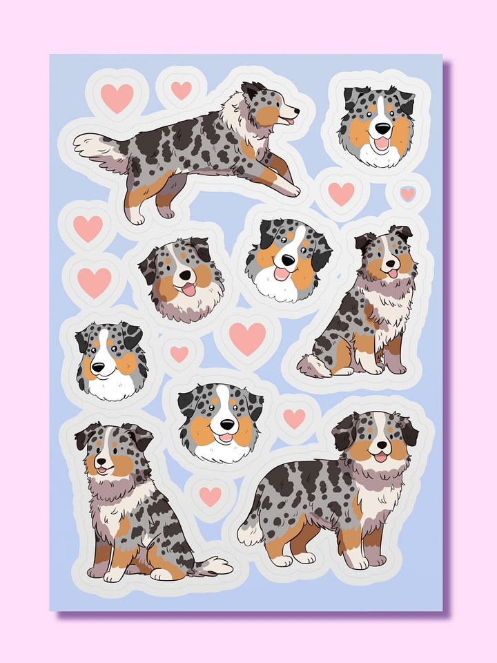 Australian Shepherd Love Sticker Sheet product image (1)