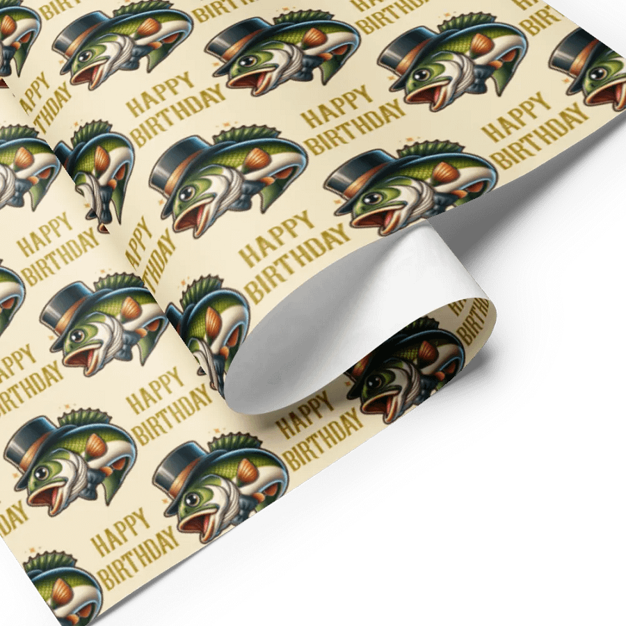 Wrapping Paper Sheets Happy Birthday With A Dapper Jumping Bass Gift Wrap Set product image (3)