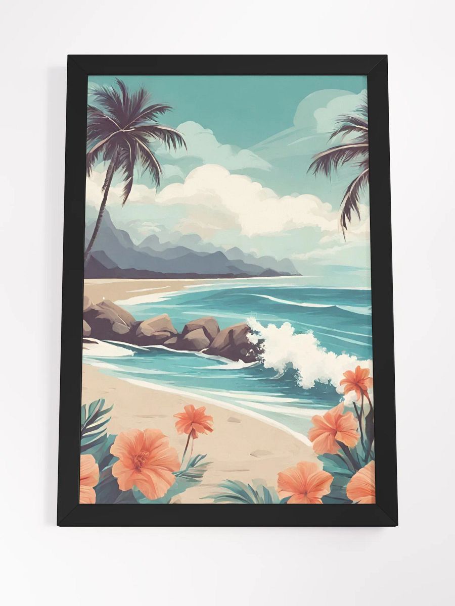 Tropical Beach, Ocean, Palm Trees, Hibiscus Flowers product image (7)