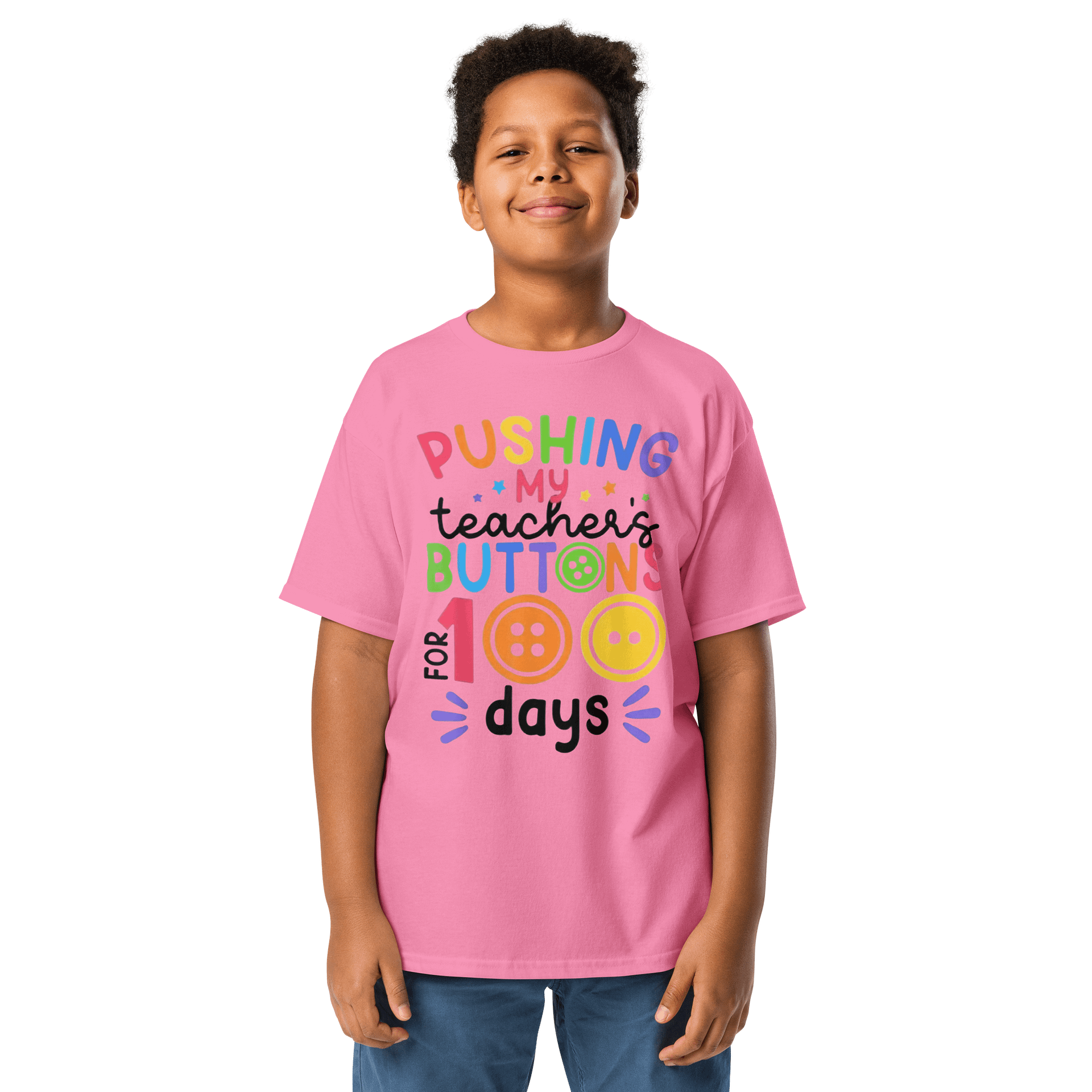 Playful 'Pushing My Teacher's Buttons' Youth Tee product image (1)