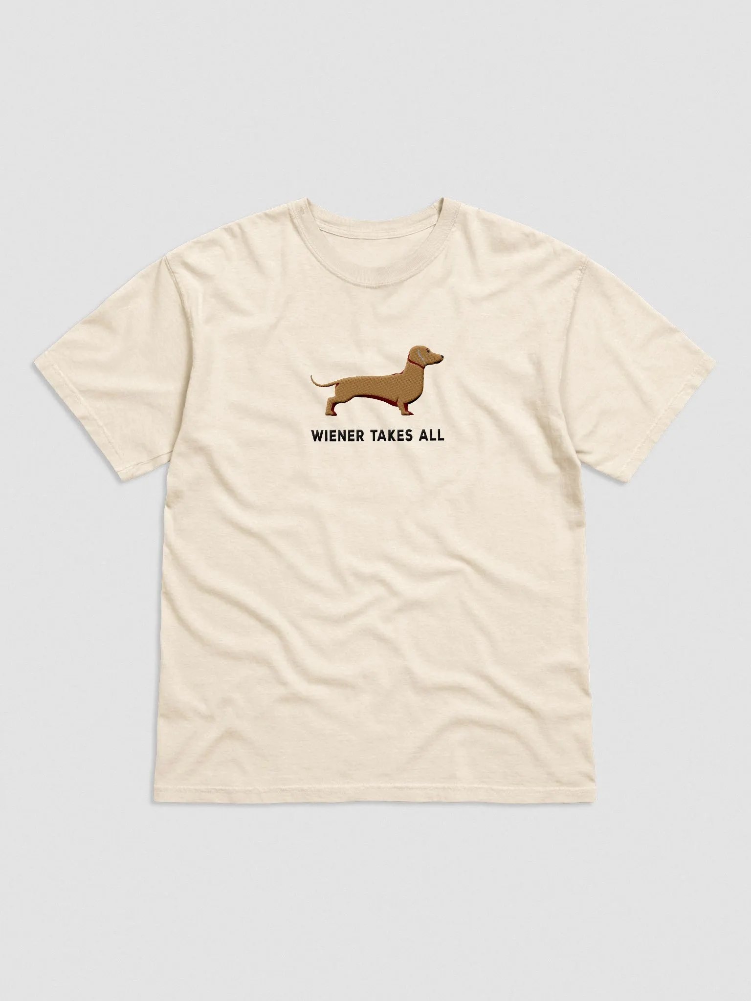 Wiener Takes All T-Shirt(Embroidered) of a Dachshund(Tan) product image (4)