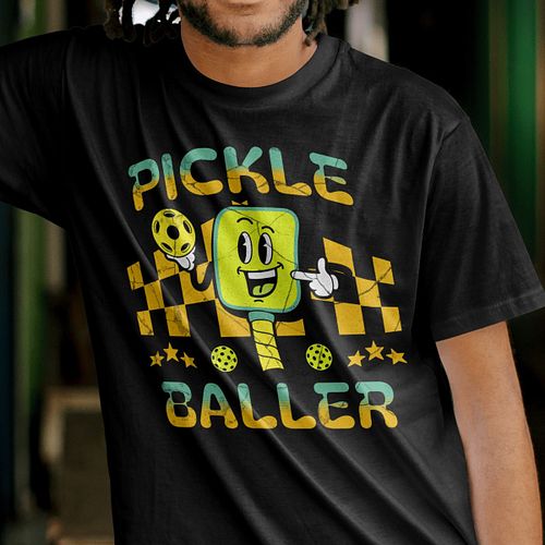🎾🔥 Meet your new favorite Pickle Baller! 🔥🎾
This cartoon pickleball paddle is pumped up and ready to rally — holding a pickle...