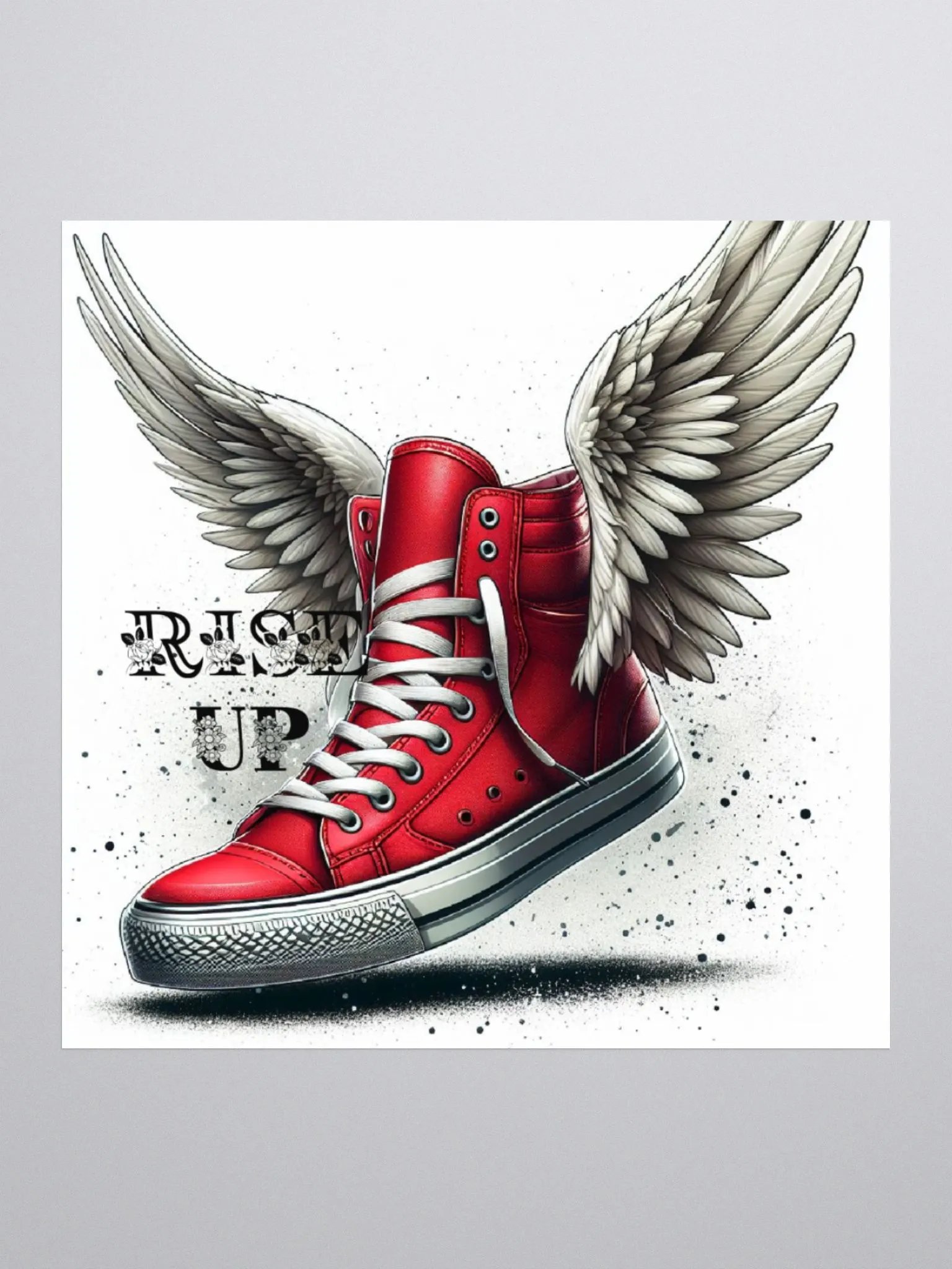 Rise Up | Christian Quote | Wings on Red Sneakers | Faith Sticker product image (1)