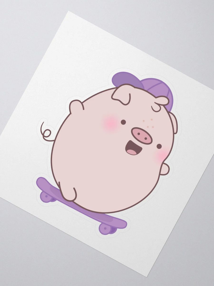 Mason The Skateboarder Kawaii Pig Kiss Cut Sticker product image (3)