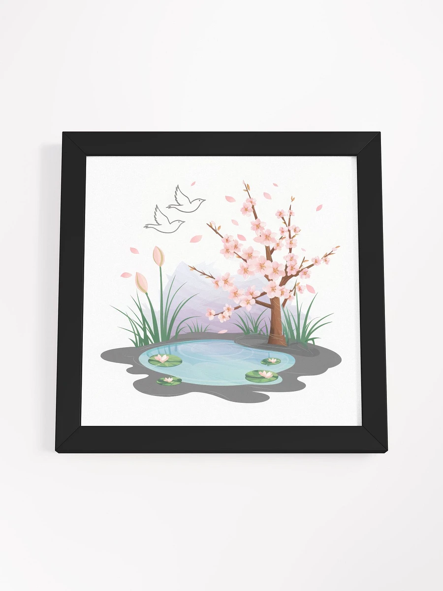 Cherry Blossom Pond Serenity Watercolor - Framed Poster product image (4)