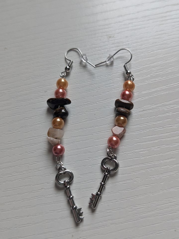 Tigers Eye & Key Earrings product image (1)