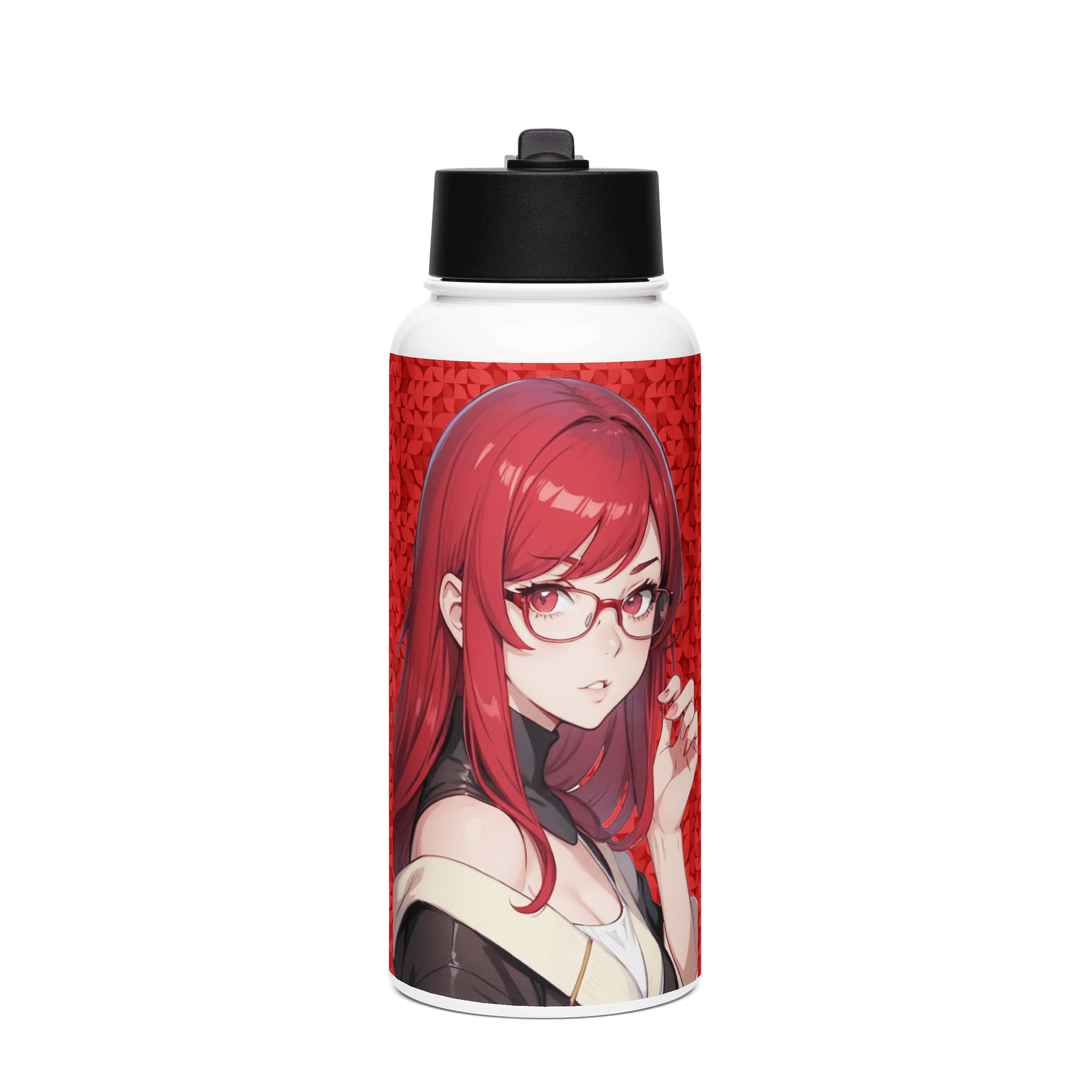 (Red WAIFU) K Stainless Steel Water Bottle with a Straw Lid product image (1)