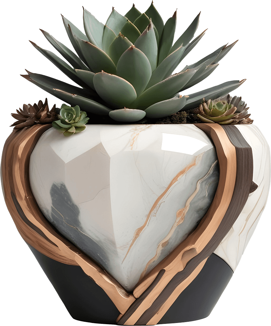 Earthly Symphony – Boho Chic Succulent Vase PNG product image (1)