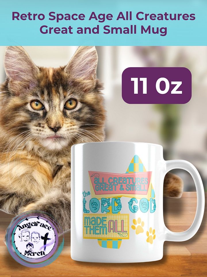 Retro Space Age All Creatures Great and Small Christian Mug product image (1)