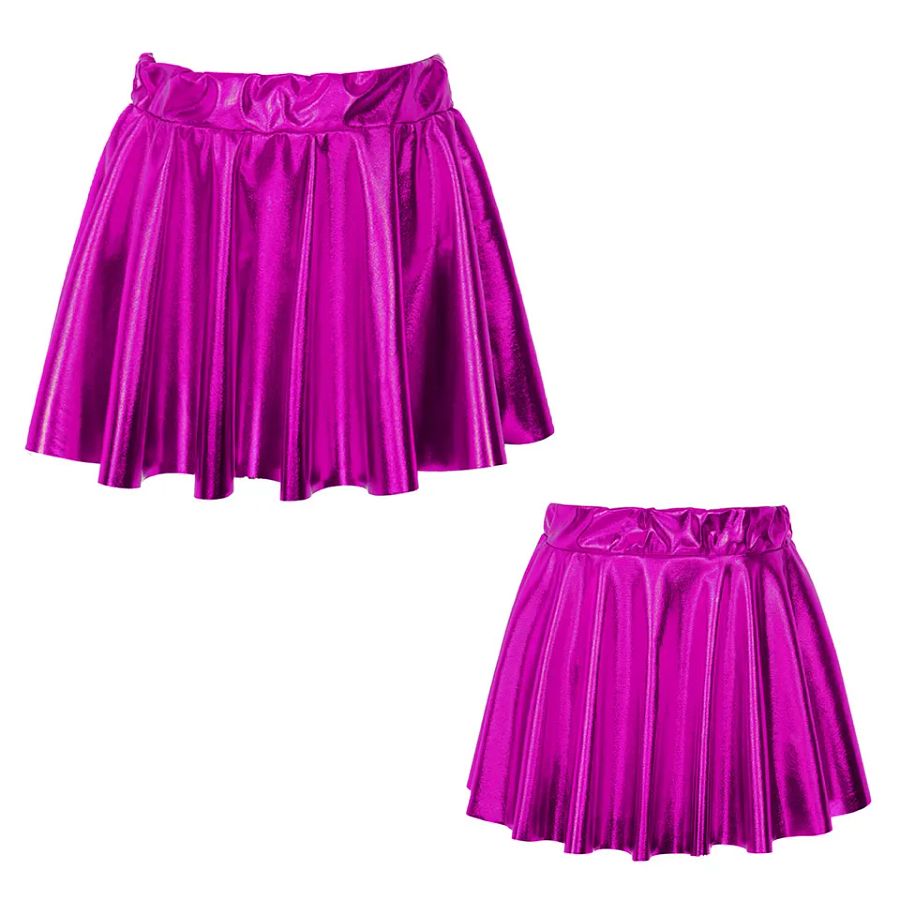 Kids Girls Shiny Metallic Pleated Mini Skort Skirt Skater Athletic Dance Skirts product image (3)