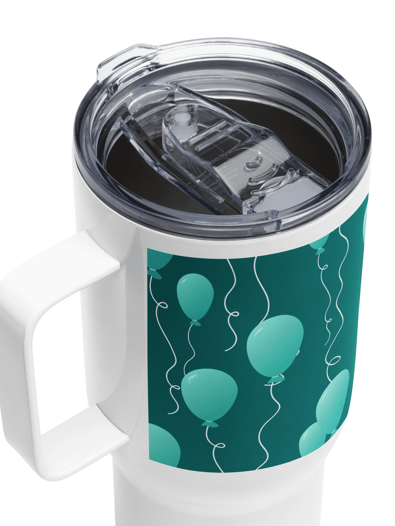 Party Time! Teal Balloon Stainless Steel Travel Mug with Handle product image (8)