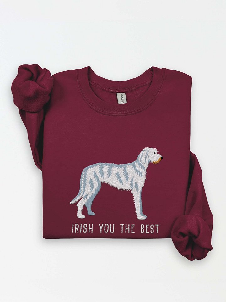 Irish You the Best Sweatshirt (Embroidered) of an Irish Wolfhound(White) product image (1)