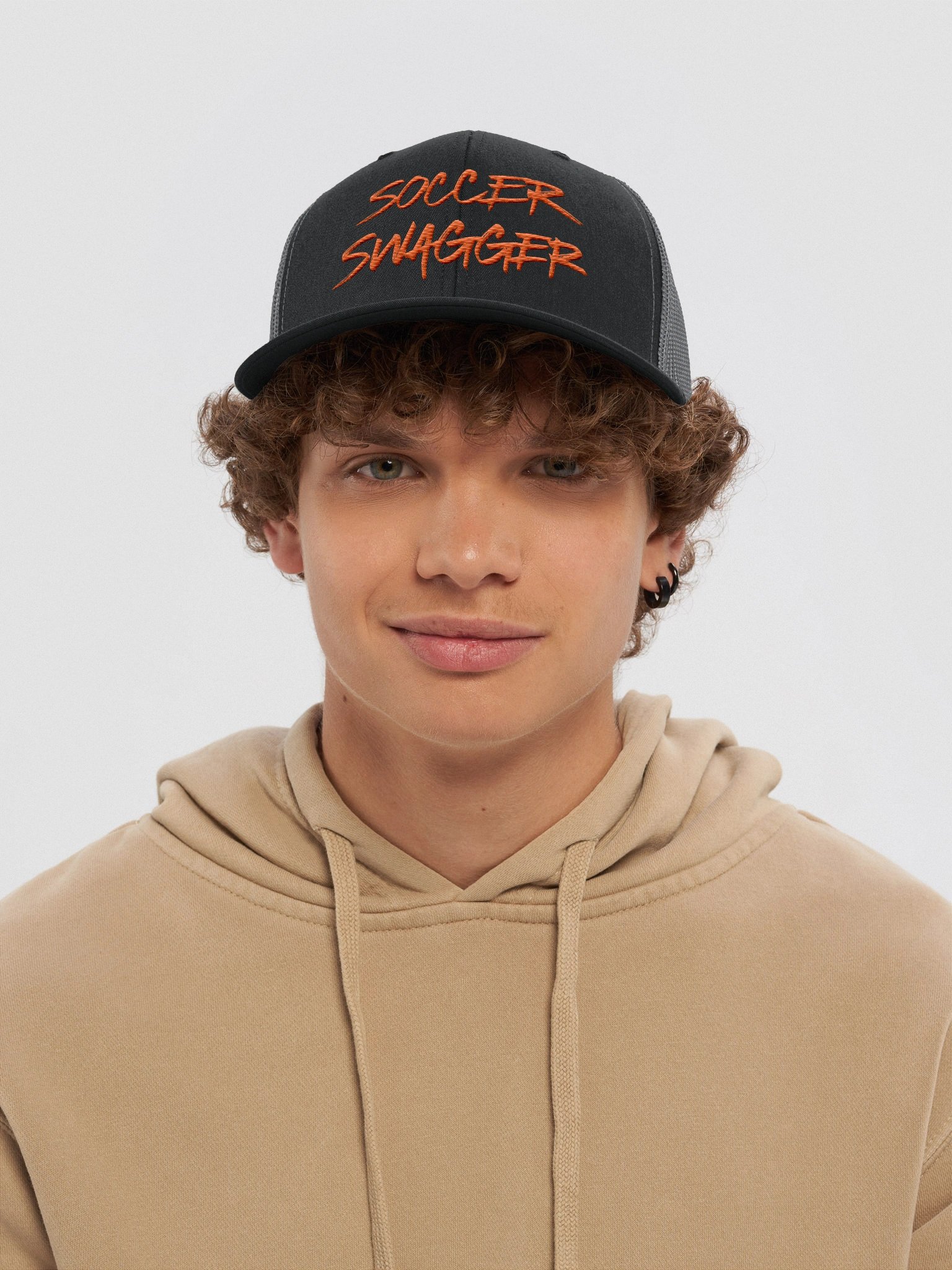 Orange Handwritten Soccer Swagger Trucker Hat product image (5)