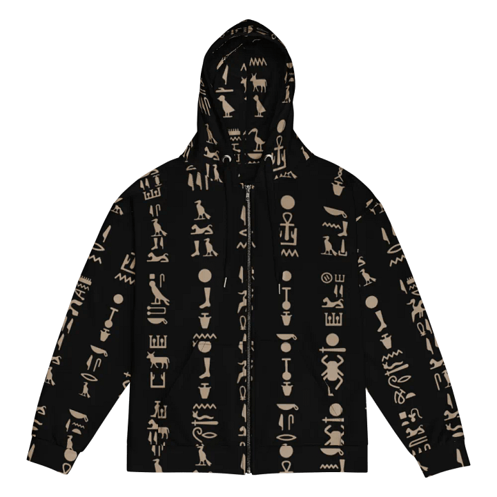 Isis Black Hieroglyphs Unisex Zip Hoodie product image (1)