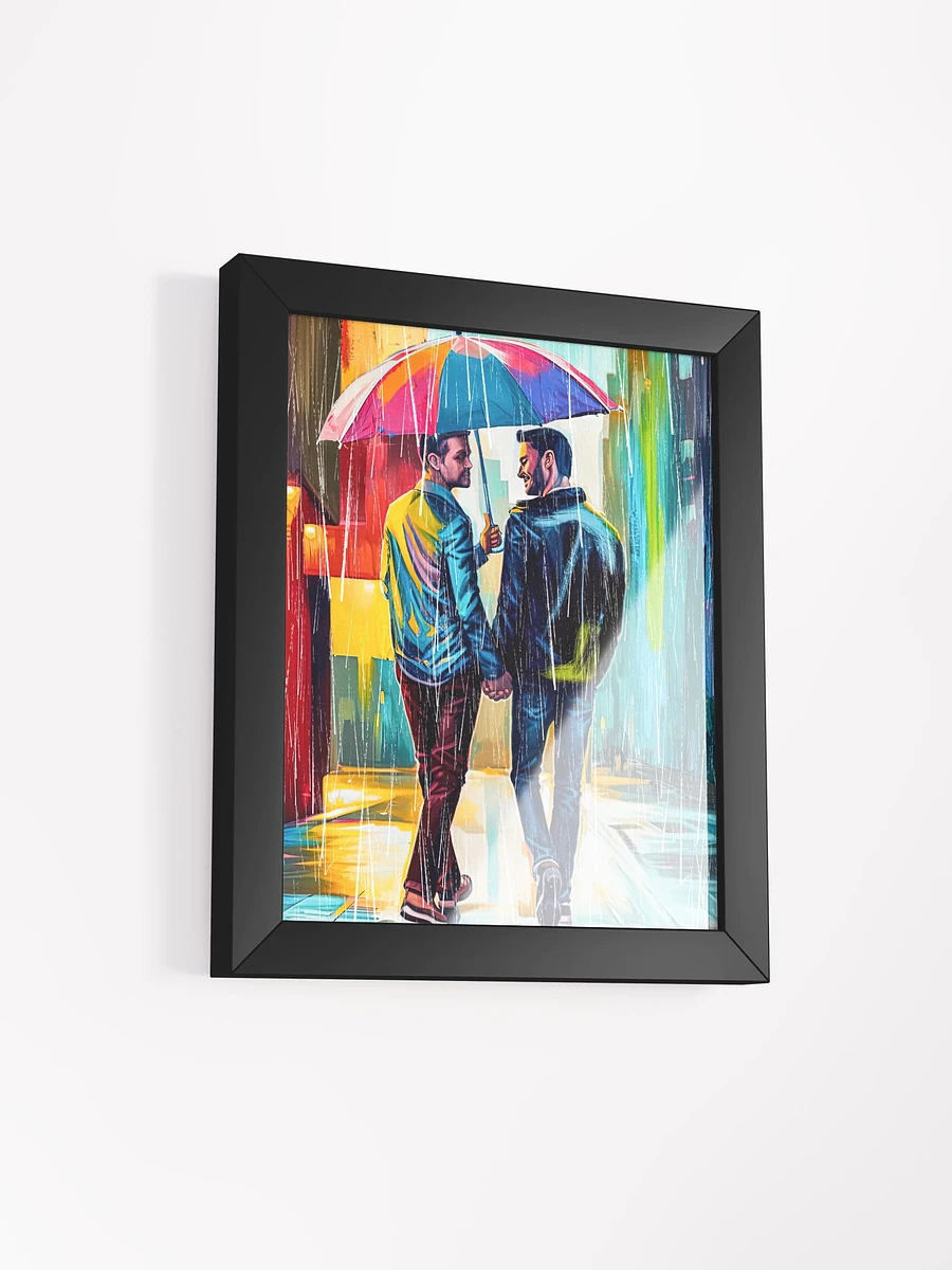 Gay Couple In The Rain – Colorful Two Hearts Framed Poster product image (2)