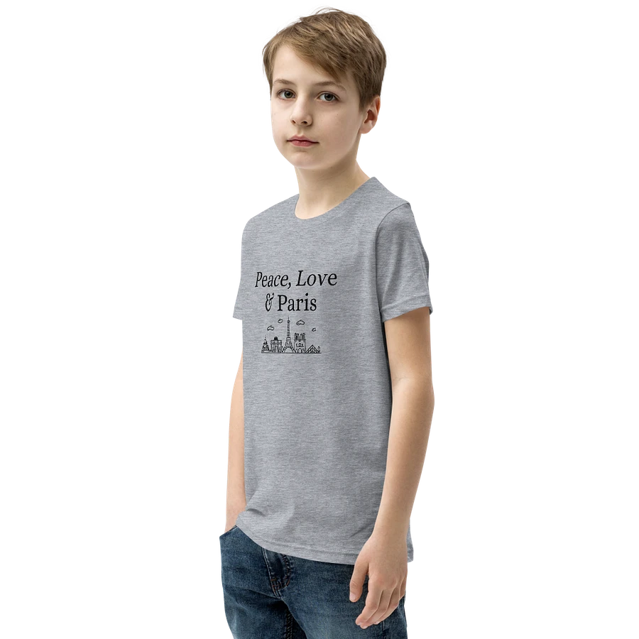 Peace, Love and Paris with Monuments Youth T-Shirt | Black Ink product image (77)