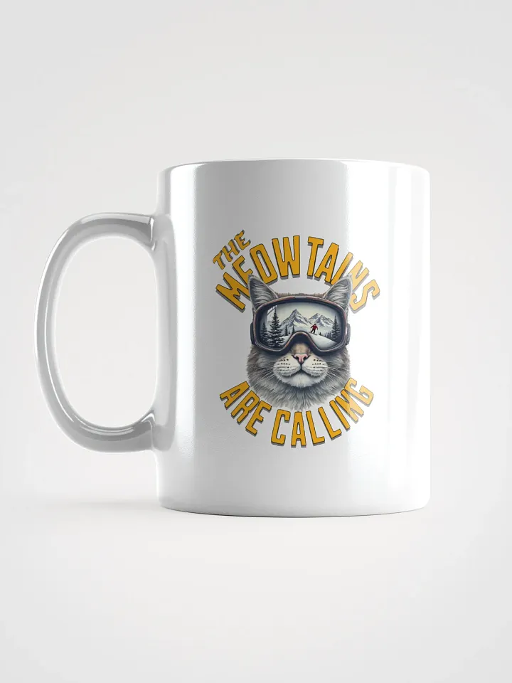 The Meowtains Are Calling Cat Skiing White Glossy Mug product image (1)