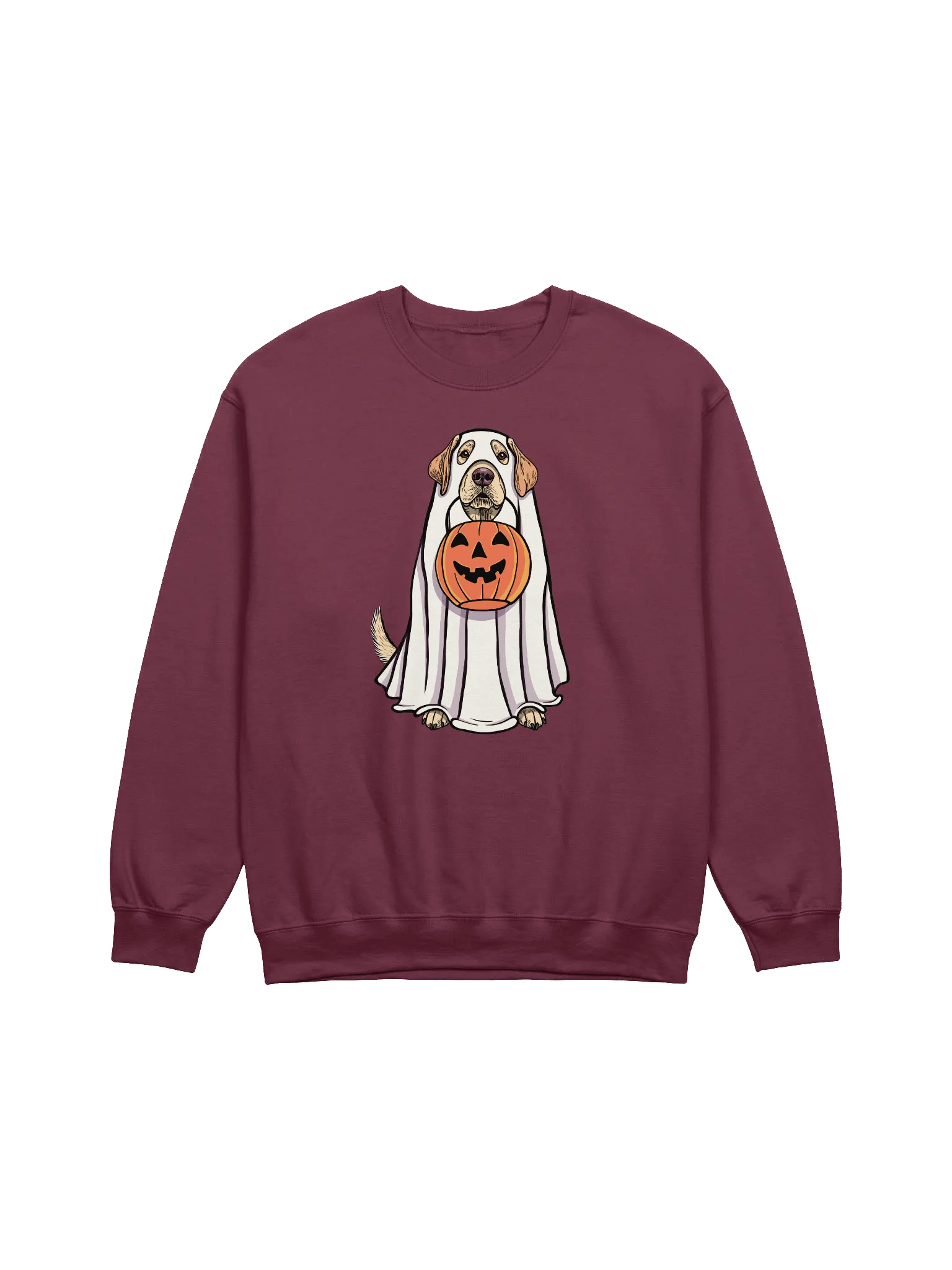 Funny Halloween Labrador Retriever Sweatshirt | Funny Labrador Wearing a Ghost Costume and Holding a Pumpkin Basket product image (12)