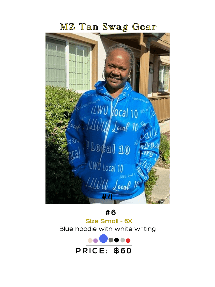 Biue and White All over ILWU local 10 hoodie product image (1)