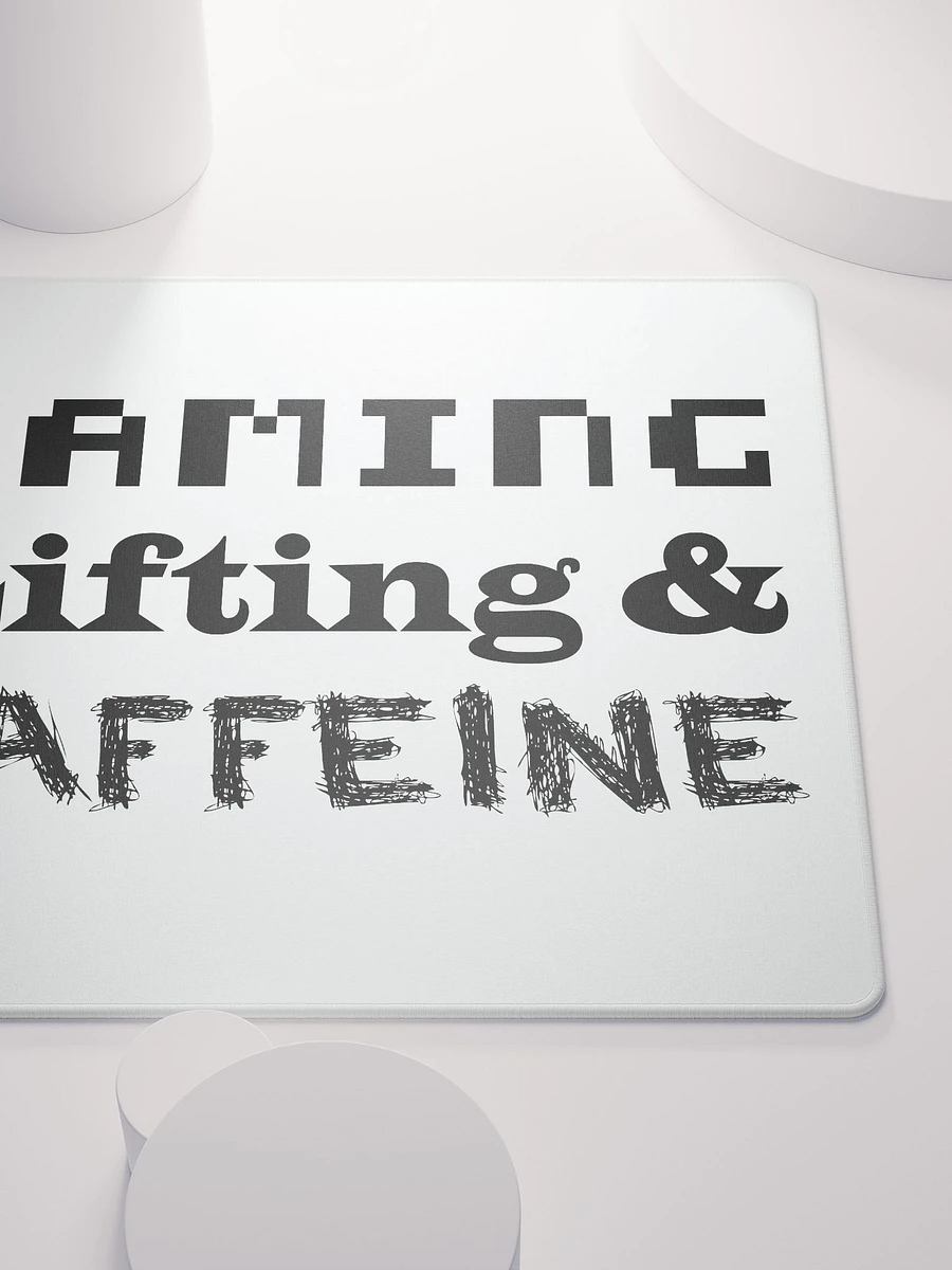 Gaming, Lifting & Caffeine Mouse Pad - Black Lettering product image (5)