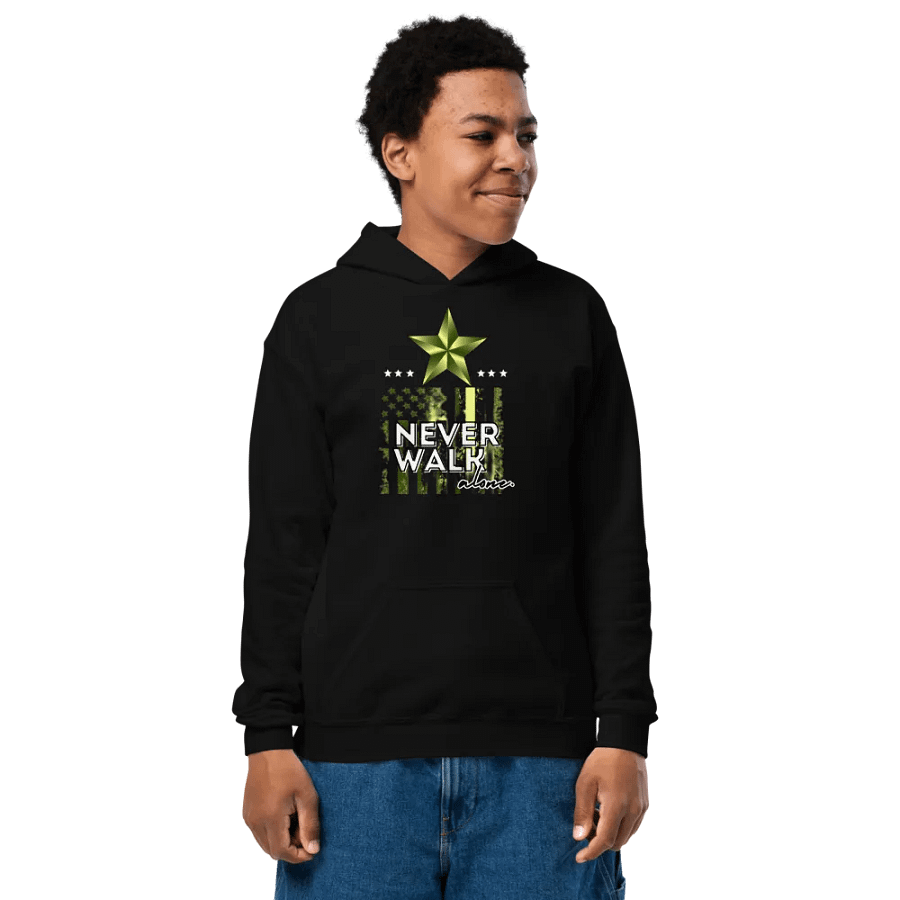 GREEN STAR KIDS NEVER WALK ALONE HOODIE product image (1)