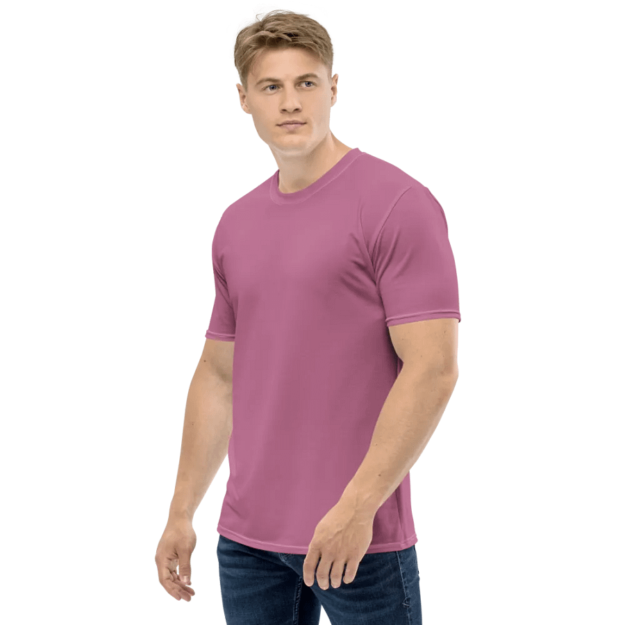 Plain Medium Dark Carnation Pink True Summer Men's Crewneck Polyester Heavyweight Premium T-Shirt by Treasure Pie product image (5)