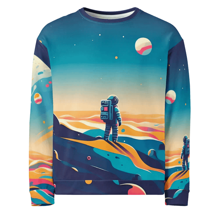 Astronaut All-Over Print Recycled Unisex Sweatshirt product image (1)