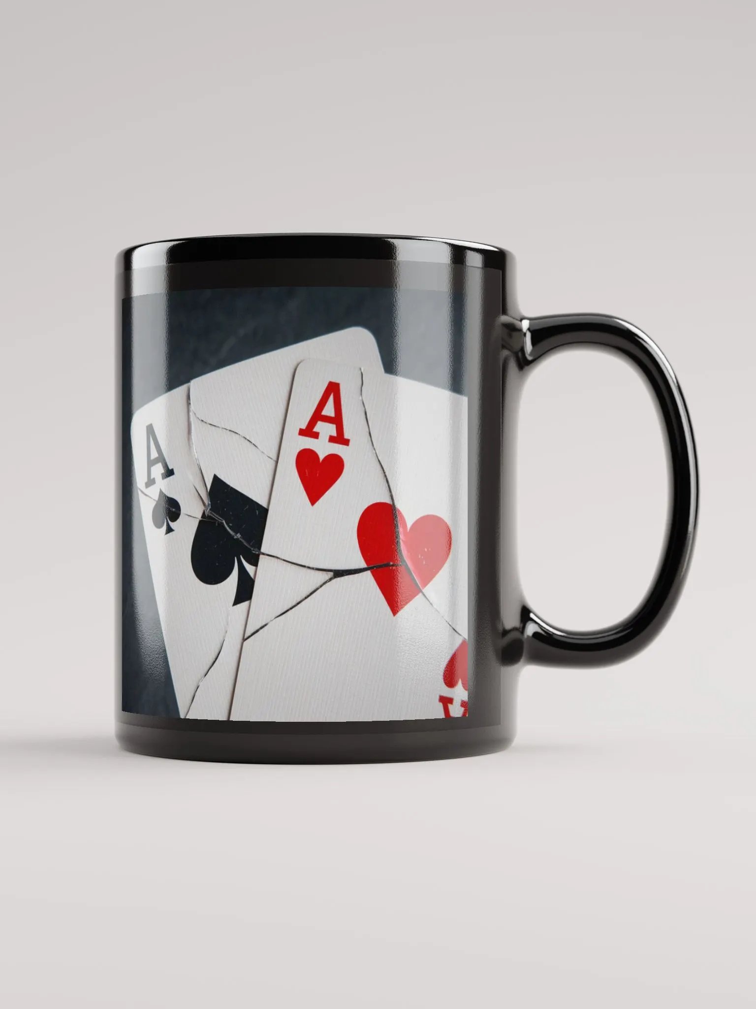Cracked Aces Black Glossy Mug Left product image (1)