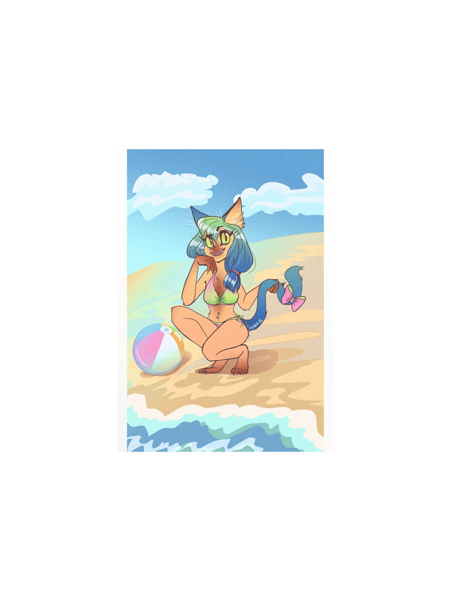 Beach Kitty - Vivid Matte Poster Print product image (1)