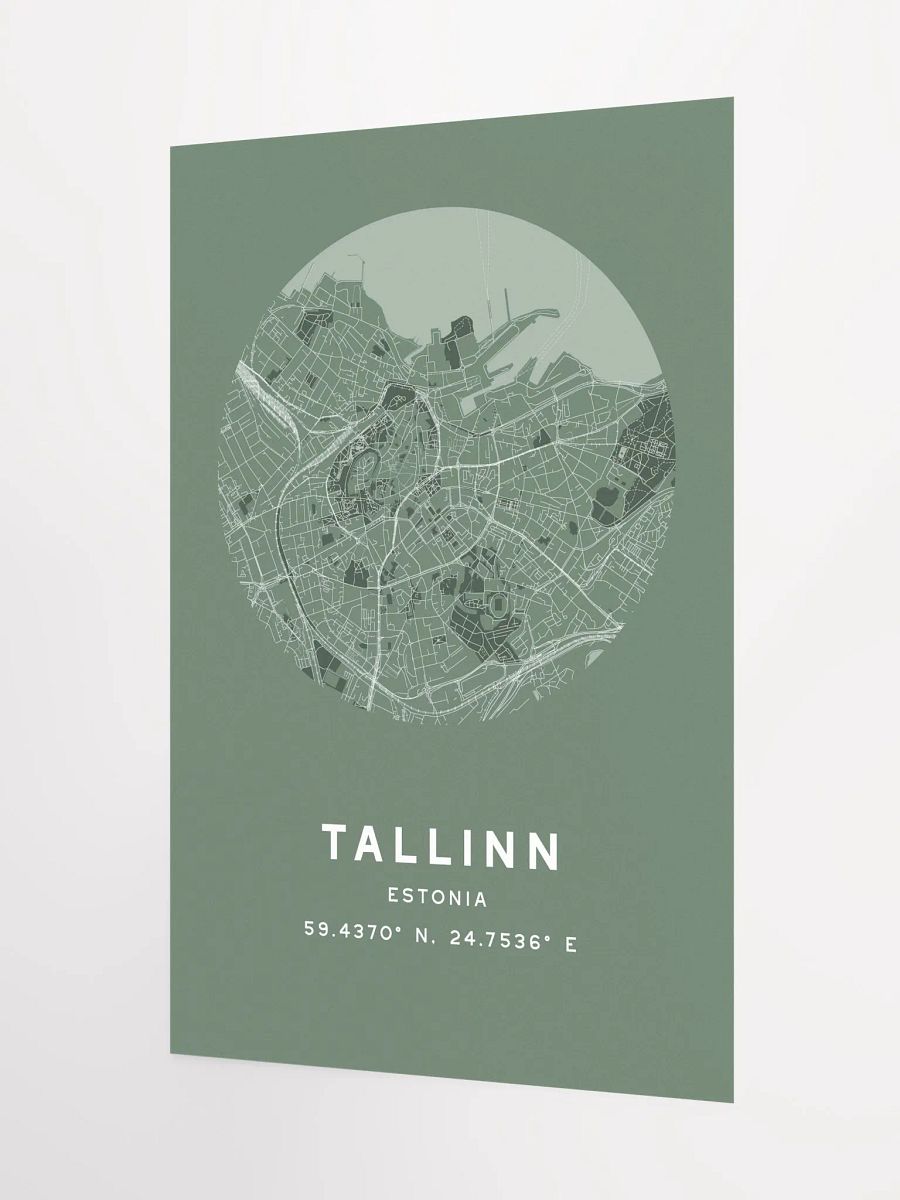 Tallinn Street Map Poster – Sage Green Minimalist Circular City Art product image (5)