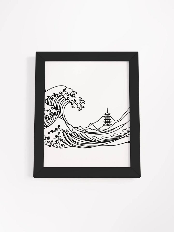 Kanagawa Waves Lines Art Design Wood Framed Poster product image (14)