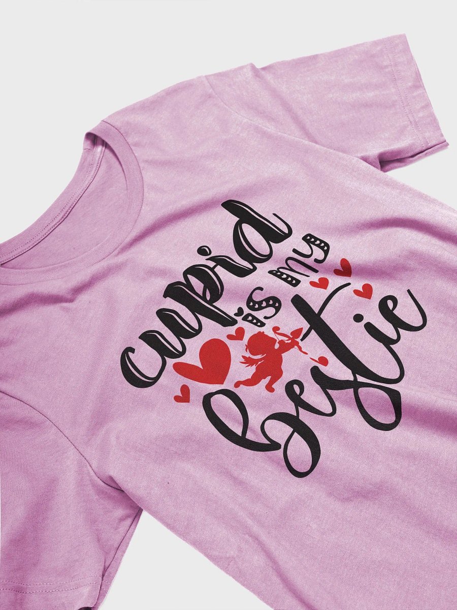 Cupid is My Bestie with Adorable Cupid and Hearts T-Shirt (Black Text) product image (4)