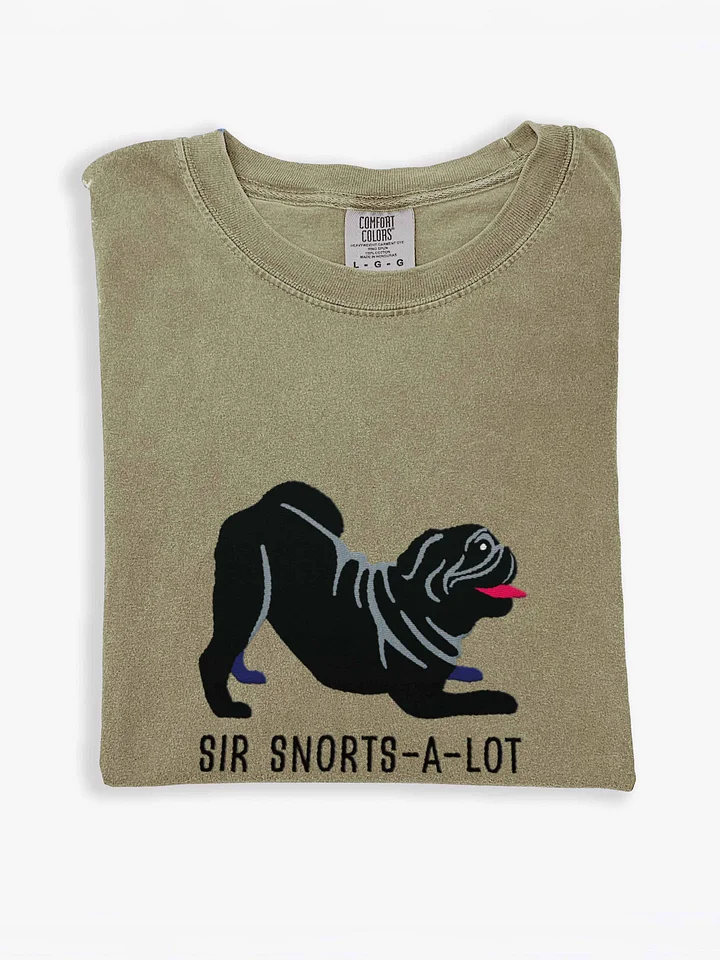 Sir Snorts-A-Lot T-Shirt(Embroidered) of a Pug(Black) product image (1)