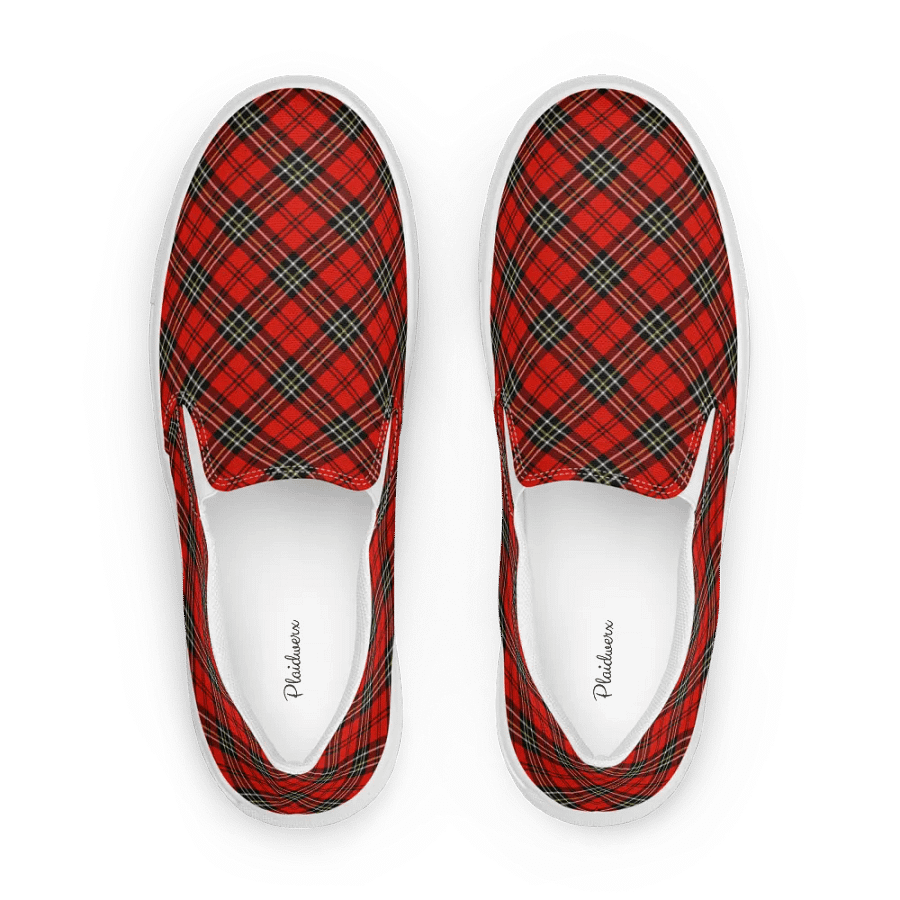 Red Vintage Plaid Men's Slip On Shoes product image (1)